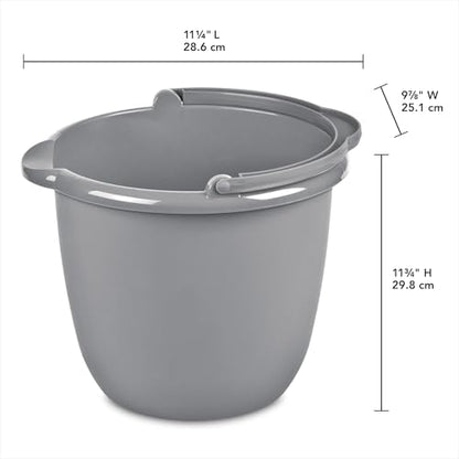 10 Qt. Spout Pail Classic Titanium,Plastic Utility Bucket with Comfortable Handle, Durable Multi-Purpose Pail for Household Cleaning & Storage