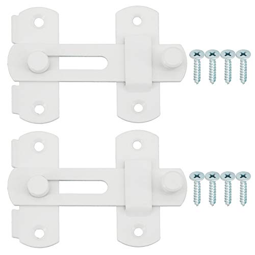 Alise 2pcs Flip Latch Gate Latches, 4 inch Heavy Duty Stainless Steel Door Latch,Safety Gate Hardware for Barn Wood Fence Sliding French Doors, White Finish MS9001W-2P - color: White, size: Medium size-2p