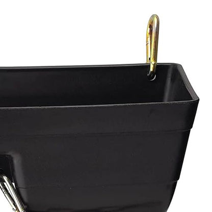Little Giant FF16BLACK 9 Quart Heavy Duty Plastic Feed Trough Bucket Fence Feeder with Clips for Livestock & Pets, Black (4 Pack)