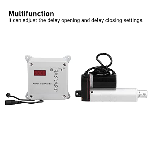 Automatic Chicken Coop Door Opener, Light Sensor and Remote Control with Timer and Anti Pinch Design, for Swing Doors 230 1000mm (US Plug)