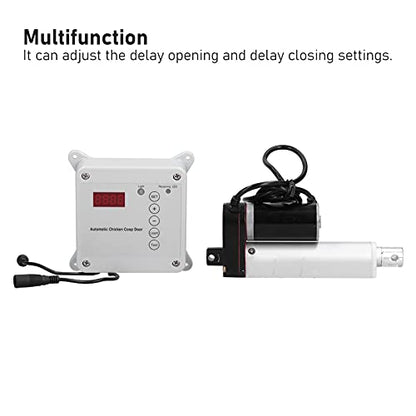 Automatic Chicken Coop Door Opener, Light Sensor and Remote Control with Timer and Anti Pinch Design, for Swing Doors 230 1000mm (US Plug)