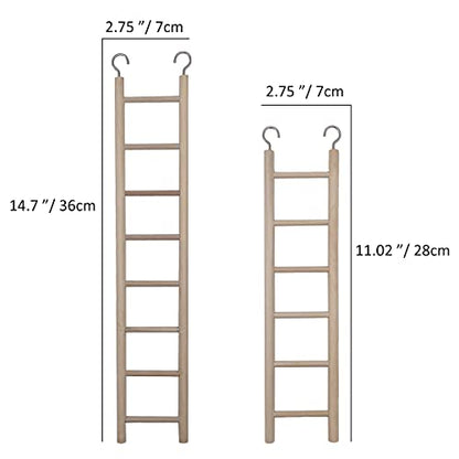 2pcs Birdie Basics Wooden Ladder for Bird Cage Climbing Ladder Toy for Parakeets Parrots Cockatoo (6 Step & 8 Step)