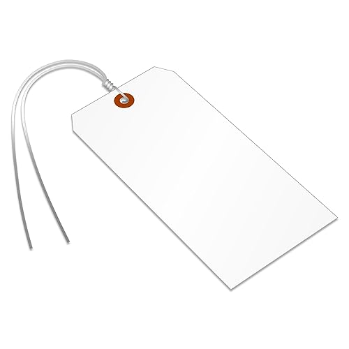 SmartSign Blank White Tag with Wire | 6 1/4" x 3 1/8" Size 8 Tear Proof Polypropylene, Pack of 25 - color: White