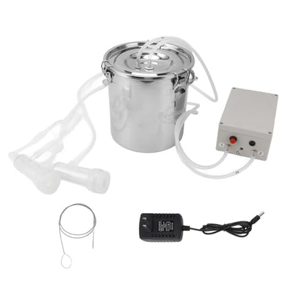 Fdit Goat Milking Machine Electric Milker for Goats Portable Automatic Milking Pump with Stainless Steel Food Grade Silicone Hose Easy to Clean Carry and Store Milk (5L) - size: 5L