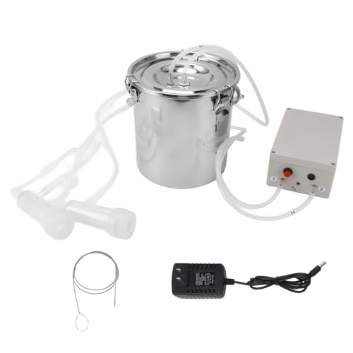 Goat Milking Machine Electric Milker Portable Automatic Milk Pump with Food Grade Silicone Hose Stainless Steel Easy to Clean for Farm Family Use (9L)