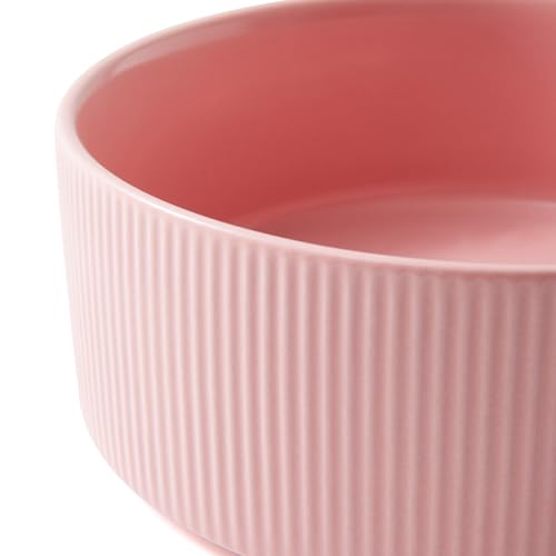 Guinea Pig Vegetable Bowl, Pink Ceramic 6 Inch Heavyweight Non-Tip Small Animal Food & Water Bowl – Wide Shallow Veggie Dish (~20 fl oz) for Chinchilla Rabbit Ferret