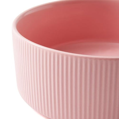 Guinea Pig Vegetable Bowl, Pink Ceramic 6 Inch Heavyweight Non-Tip Small Animal Food & Water Bowl – Wide Shallow Veggie Dish (~20 fl oz) for Chinchilla Rabbit Ferret