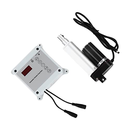 Automatic Chicken Cage Door Opener, Timing Photosensitive Remote Control Kit with Light Sensor and Weatherproof Timer for 9in to 39in Doors up to 44lb (US Plug 100 240V)