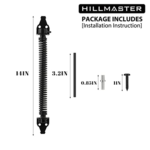 HILLMASTER 14" Gate Spring Self Closing Outdoor Door Spring Automatic Gate Closure Hardware with Adjustable Tool for Wooden and Vinyl Fence, Black