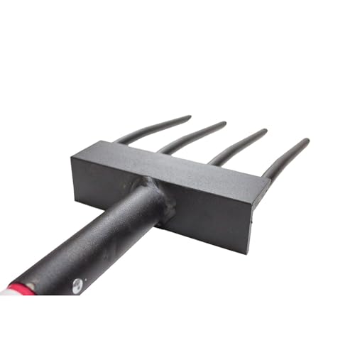 Bully Tools Spading Fork with D-Grip, Heavy Duty Garden Fork for Digging, Aerating and Harvesting Root Crops, 44" Fiberglass Handle, Ideal for Garden Beds and Pavers Base Prep, 100% Made in USA