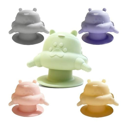 Puppy Feeder with Four Feeding Station Silicone Nursing Bottle Bowl Dispenser Soft Texture Device Suitable for Multiple Pets Breeders Home, Yellow - color: Yellow