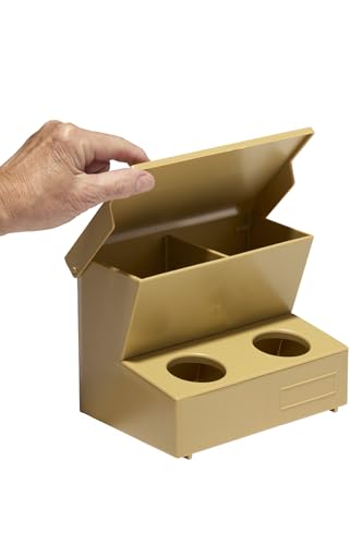 Little Giant® Plastic Pigeon Floor Feeder with Hinged Lid, 2-Hole Design - Heavy Duty 2 Lb. Capacity Poultry Hopper for Chicks, Doves, and Adult Birds - Easy to Clean & Fill