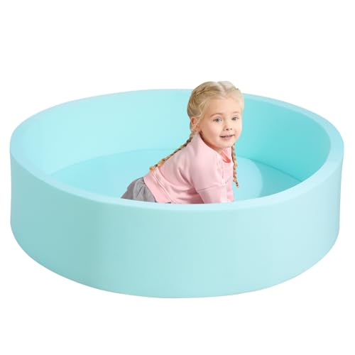 TRENDBOX Extra Large Soft Foam Ball Pit 51.2" x 11.8" (NO Balls) in Large Sponge Round Ball Pool Indoor Round Ball Pits Children Toddler Playpen - Light Blue - color: Light Blue, size: 130CM