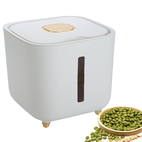 Grain Hopper - High Volume Sealed Provision Bin With Cover, Food Preservation Holder, Large Household Supply Vault, Animal Feed Reservoir, Clear Level Display | for Home Cupboard Pet Feeding Managemen - color: Transparent gray