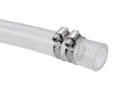 1/2" ID x 3/4" OD - 10 Ft High Pressure Braided Clear PVC Vinyl Tubing Flexible Tube, Heavy Duty Reinforced Hose Tubing - size: 10 ft, style: 1/2" ID x 3/4" OD