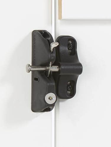 National Hardware LokkLatch N346-201 Keyed Gate Latch with Adjustable Design for Wood Metal Vinyl Gates, Black Weather-Resistant Polymer Construction, 4-9/16 in Gap Range, Pool Fence Hardware