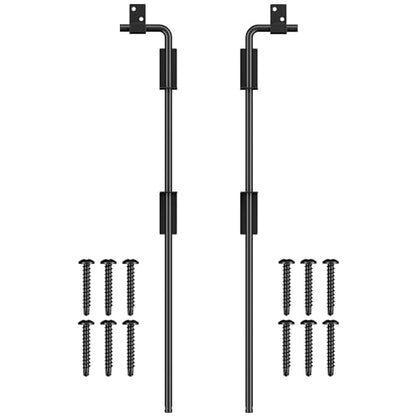 Heavy Duty Cane Bolt Gate Drop Rod, 24" Black Gate Latches Hardware for Wood Fence/Metal/Vinyl/Double Gates, Outdoor Gate Ground Latch Drop Rod with Mounting Screws, 2 Pack - size: 24 Inch