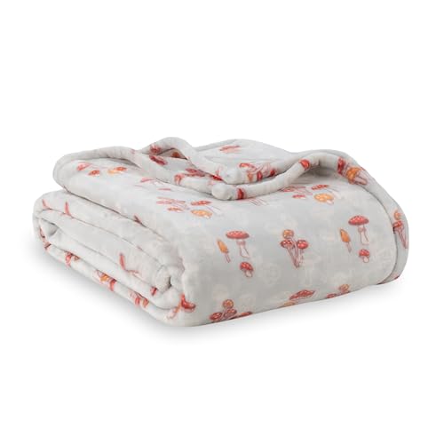 Berkshire Blanket-Classic Heavyweight Warm Soft Printed VelvetLoft® Plush Blanket, King Size Soft Fuzzy Blanket for Couch Sofa Bed, Mushroom Field Grey, 90in x 108in - color: Mushroom Field Grey, size: King/Cal King