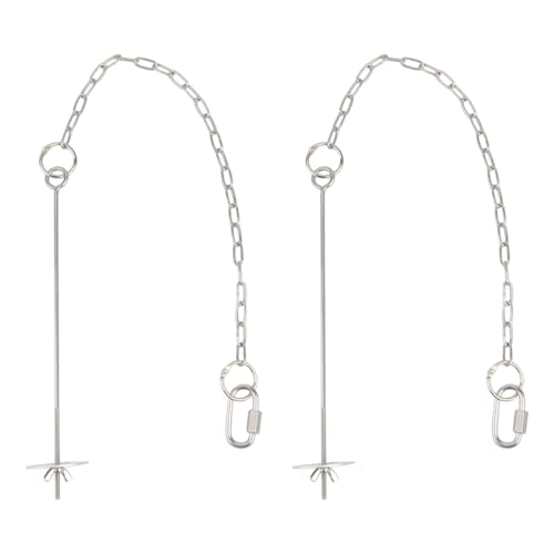 Hanging Feeders for Chickens Stainless Steel Construction Adjustable Chain Vegetable Skewer and Toy Function to Relieve Stress Feeding Tool - size: L