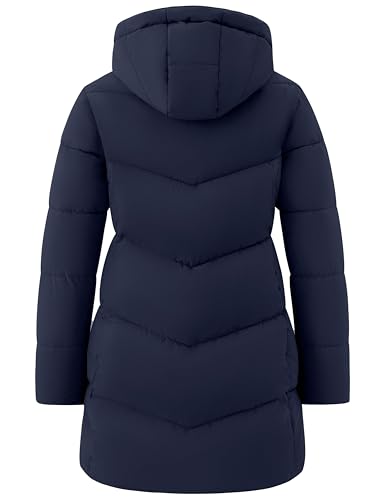 wantdo Women's Warm Winter Coat Hooded Puffer Jacket Long Parka (Available in Plus Size) - color: Navy, size: Small