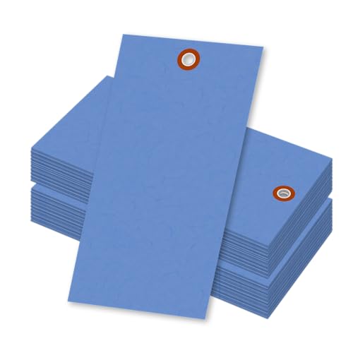 SmartSign (Pack of 100) 4.75 x 2.375 inch “Blue” Blank Tyvek Shipping Tags with Wire, Size #5, 8 mil Thick Tyvek - color: Blue - Metal Wires, size: 4 3/4" x 2 3/8" - 100 Tags