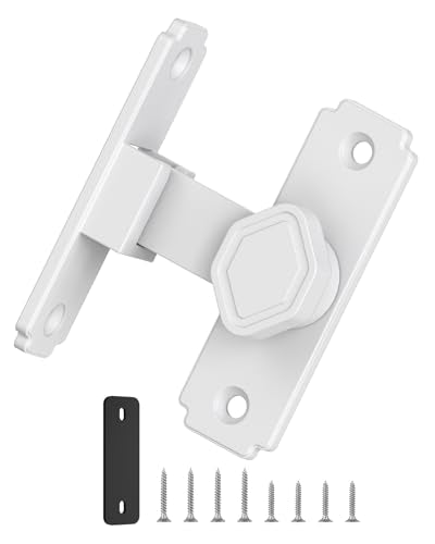 90 Degree Barn Door Lock, Small Sliding Barn Door Latches, Rust-Proof Sliding Gate Latch Lock for Garden, Bathroom, Cabinet, Pet Cage, Window, Shed (White-1PC) - color: White-1PC