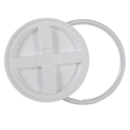 Gamma2 Seal Bucket Lid Food Grade Pet Food Storage Container Twist Lock Lid, 10" Diameter Fits Most 2 Gallon Buckets, White, Made in USA