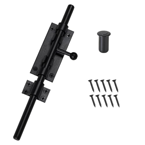 Barrel Bolt Latch 9.6 Inch Black Cane Bolt Heavy Duty Gate Latch 304 Stainless Steel Hardware for Outdoor Fence Wooden Gates Barn Door Inside Door - color: Black 1 Pack, size: 9.6 Inch