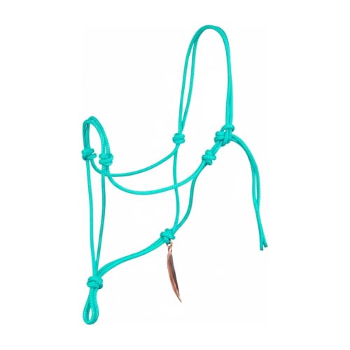 Parelli Horseman's Strong Lightweight Simple Knots Everyday Use UV Resistant Thin Smooth Yachting Braid Polyester Horse Rope Halter with Leather Poppers - color: Teal / (Petrol), size: Mini/Foal