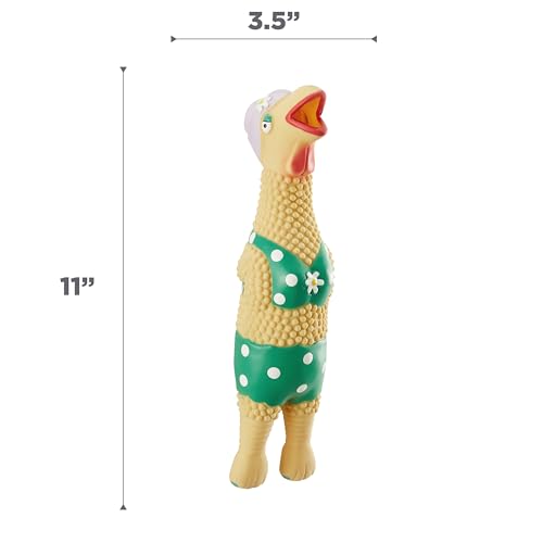 Outward Hound by Charming Pet Squawkers Grandma Hippie Chick Latex Squeaky Rubber Chicken Dog Toy, Funny Interactive Holiday Toy for Dogs, Large Size - color: Grandma Hippie Chick, size: Large