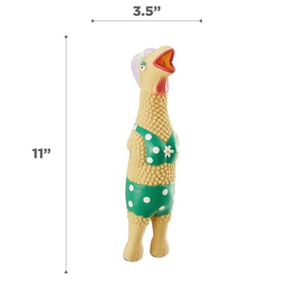 Outward Hound by Charming Pet Squawkers Grandma Hippie Chick Latex Squeaky Rubber Chicken Dog Toy, Funny Interactive Holiday Toy for Dogs, Large Size - color: Grandma Hippie Chick, size: Large