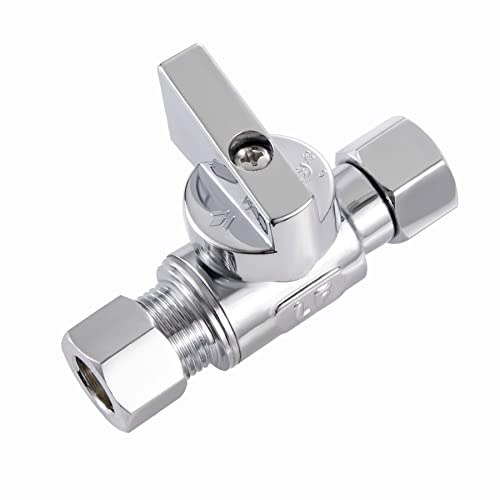 1 Pack Lead-Free Brass Angle Stop Valve 3/8" Comp FIP x 3/8 Inch Compression MIP Quarter Turn Water Straight Valve Chrome For Kitchen,Bathroom Faucet - size: 1 Pack 3/8" Comp FIP x 3/8" Comp MIP