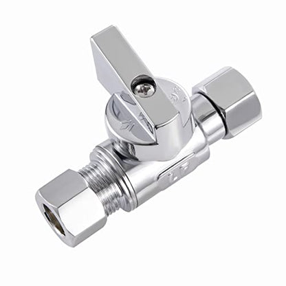 1 Pack Lead-Free Brass Angle Stop Valve 3/8" Comp FIP x 3/8 Inch Compression MIP Quarter Turn Water Straight Valve Chrome For Kitchen,Bathroom Faucet - size: 1 Pack 3/8" Comp FIP x 3/8" Comp MIP