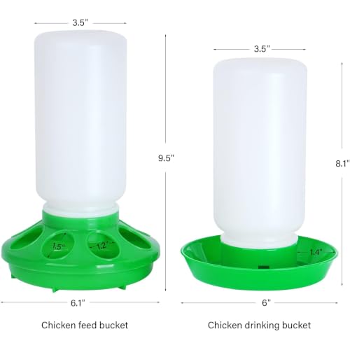 2026 New Green Chicken Feeder and Waterer Set,1L No Waste Hanging Chick Feeder and Waterer Kit,Automatic Poultry Water Dispenser for Baby Chicks,Quail,Ducklings,and Small Birds Brooder Supplies