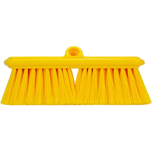 SPARTA Flo-Thru Heavy-Duty Deck Scrub Brush Nylon Bristled, Boat and Floor Scrub Broom with Protective Bumper for Floors and Large Equipment, Plastic, 9.5 Inches, Yellow - color: Yellow