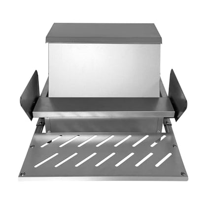 Automatic Chicken Feeder 25lb Capacity Automatic Metal Treadle Feeder Galvanized Steel Treadle Chicken Feeder No Waste Large Poultry Feeder with Locking Lid and Rain Cover for Outdoor Use
