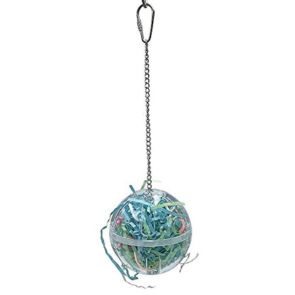 3.5" Hanging Plastic Forager Ball Toy to Unscrew with shredding Paper Inside for Medium and Large Parrot