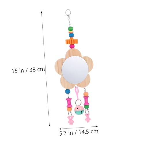 Hemoton Creative Hanging Wooden Mirror Toy for Pet Chickens and Engaging Mirror and Pendant Design for Curiosity and Exercise Chicken Coop Accessory