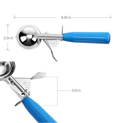 TOPKITCHEN Commercial-Grade Ice Cream Scoop 2 oz, 18/8 Stainless Steel Cookie Scoop with Plastic Handle, Portion Control Disher Scoop for Bakeries, Restaurants & Dessert Shops, #16, Blue - size: 2 oz - Blue