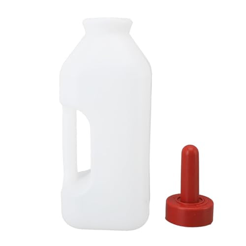 AUNMAS Calf Feeding Bottle 2 Quart Plastic Calf Nursing Bottle with Silicone Nipple Leakproof Nonslip Handle Design Milk Feeder for Calves Small Animal Feeding (Horizontal Milk Pot) - size: Horizontal Milk Pot