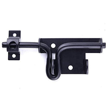 2 Packs Heavy Duty Slide Bolt Gate Latch – Black Thickened Metal Sliding Bolt Door Lock with Padlock Hole for Wooden Fence/Shed Door/Yard Door/Barn Door/Interior and Outdoor Latch