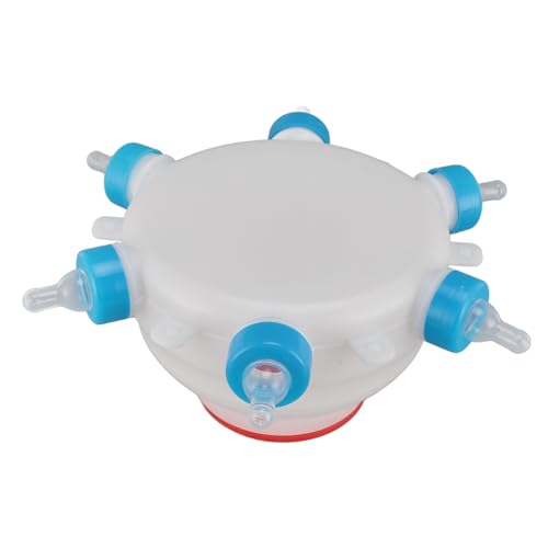 6 Nipple Lamb Feeder Bottle, Round PC Plastic Easy to Clean Milk Bucket for Piglets Lambs Goats, Portable Farm Animal Feeding Jug with Handle