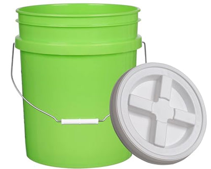 House Naturals 5 Gallon Lime Color Buckets- Pack of 3 Pails and lids (5 Gallon, 3, Lime - White lids) - size: 5 gallon
