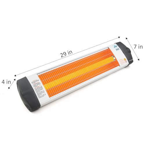 Econat C-15 Infrared Electric Heater 1500W, Wall Mounted Indoor/Outdoor Heater with Adjustable Thermostat, Energy Efficient – 5 Pack