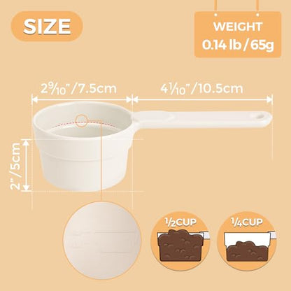 ComSaf Dog Food Scoop 1/2 Cup - MSBC Melamine Pet Food Scoop Measuring Cup for Dog Cat Ferret Rabbit Bird Food, Half Cup Scoop Food-Grade Pet Feed Scoops with Handle, Dishwasher Safe, White - color: White, size: 1/2 Cup