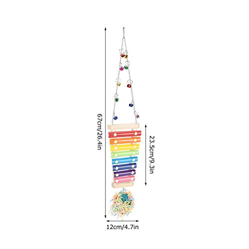 Chicken Xylophone Toy,Hens Parrots Hanging Wooden Pecking Xylophone with Bell Coop Chicken Pecking Toys Chicken Swing Ladder Toys