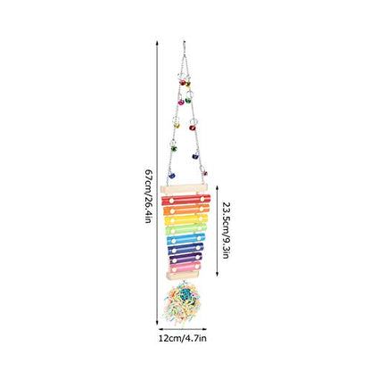 Chicken Xylophone Toy,Hens Parrots Hanging Wooden Pecking Xylophone with Bell Coop Chicken Pecking Toys Chicken Swing Ladder Toys
