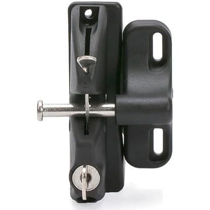 National Hardware LokkLatch N346-201 Keyed Gate Latch with Adjustable Design for Wood Metal Vinyl Gates, Black Weather-Resistant Polymer Construction, 4-9/16 in Gap Range, Pool Fence Hardware
