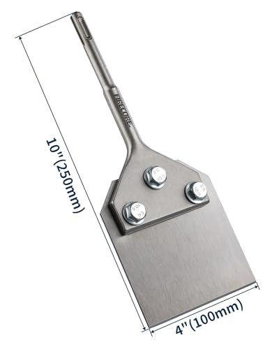 Firecore SDS Plus Floor Scraper, 4 Inch Wide Tile Thinset Scaling Chisel, 4" x 10" Thinset Scraper Adhesives Remover Wall Scraper Works with SDS Plus Rotary Hammer - style: SDS Plus Floor Scraper