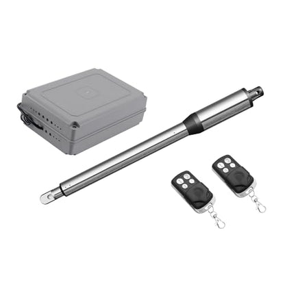 JUJIANG C01 Automatic Gate Opener with Remote Complete Kit for Single Swing Gate Up to 440lb 16FT, Electric Gate Opener Medium Duty Single Swing Gate Opener Automatic Gate Motor 40W AC Powered - style: 440lb Single gate opener